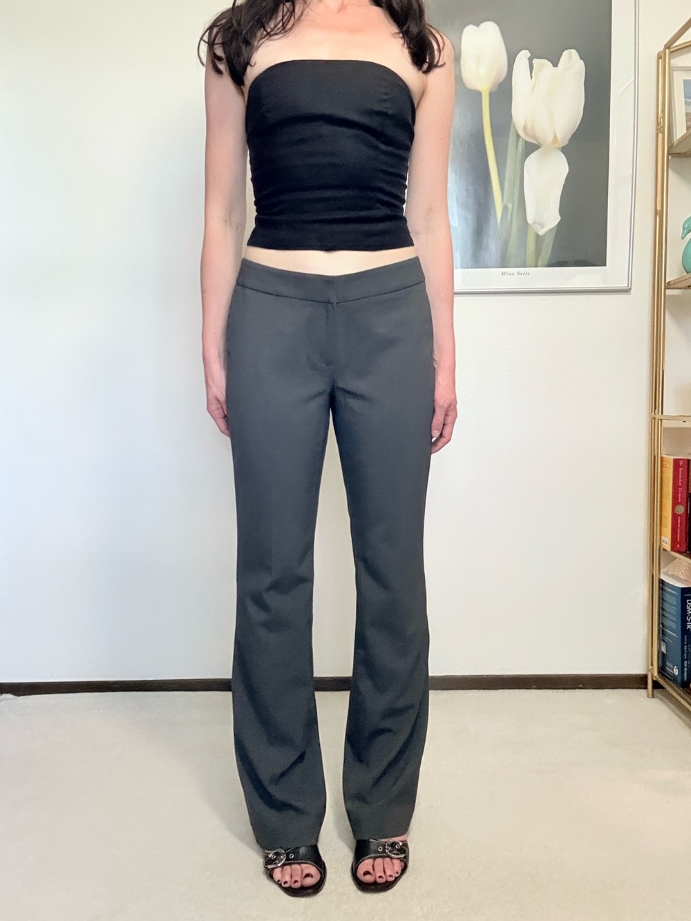 Nina West Low Rise Relaxed Trousers Y2K Minimalist Office Siren